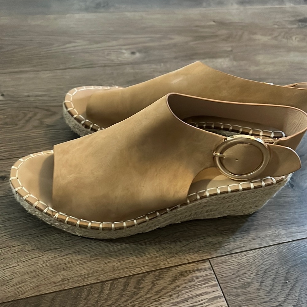 Catherine tan wedge, size 8! Worn once!
